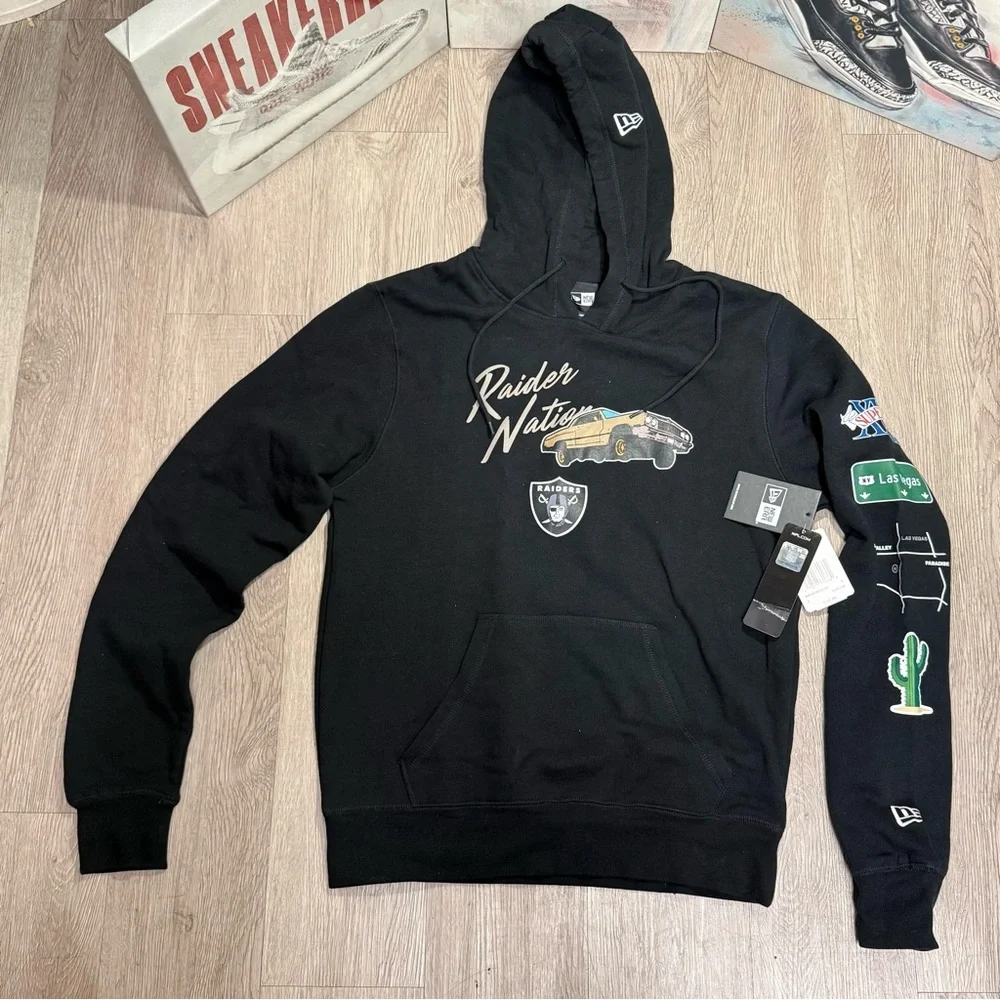 New Era NFL Las Vegas Raiders Nation Low Rider Men's Small Black Pullover Hoodie